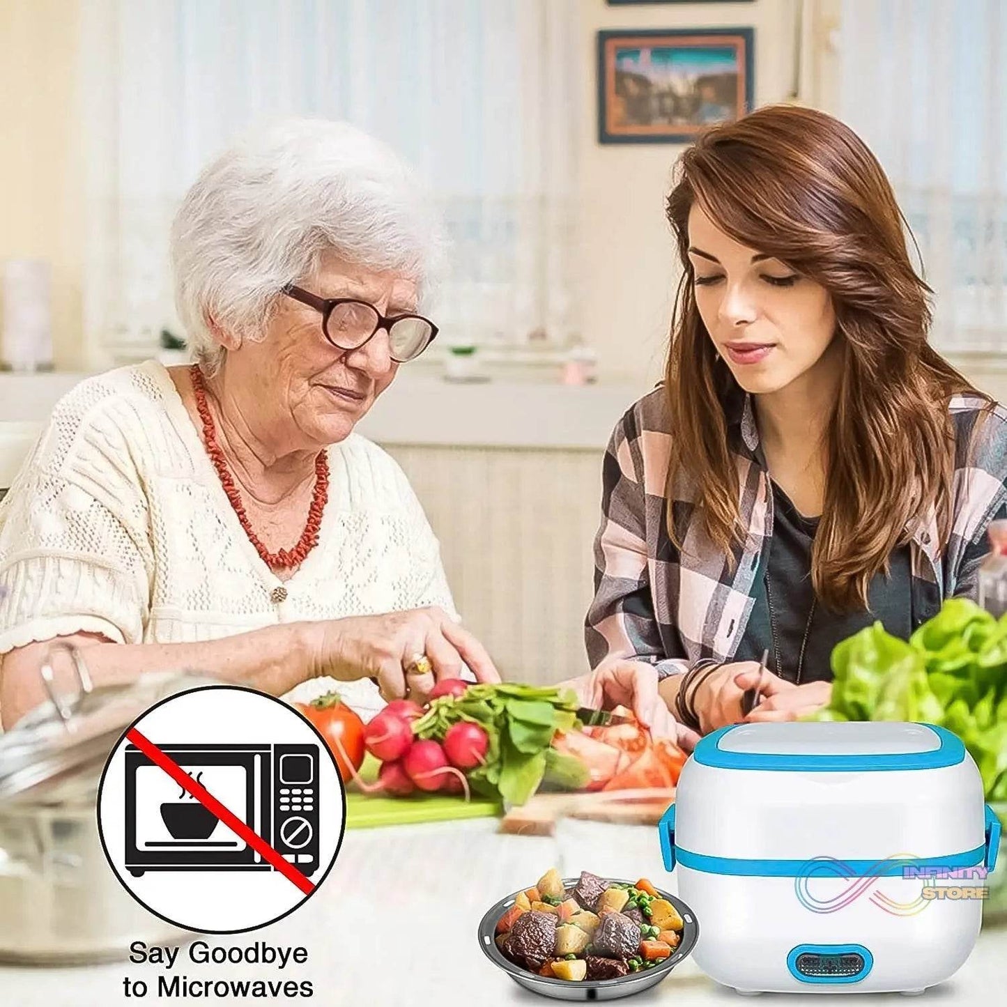 Electric Lunch Box, 3 In 1 Food Heater / Cooker / Steamer with Stainless Steel Bowls (1 Set) - infinityexculsivestore.com