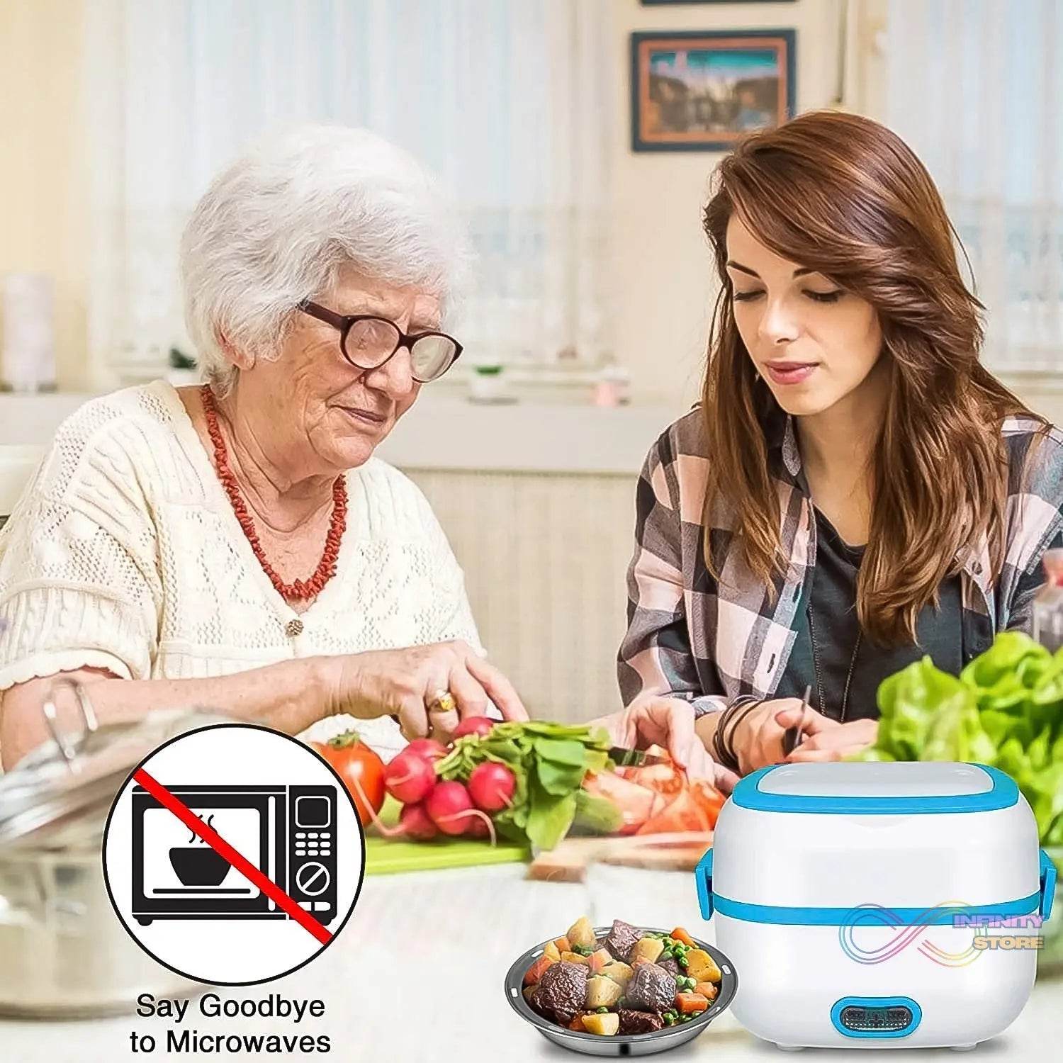 Electric Lunch Box, 3 In 1 Food Heater / Cooker / Steamer with Stainless Steel Bowls (1 Set) - infinityexculsivestore.com
