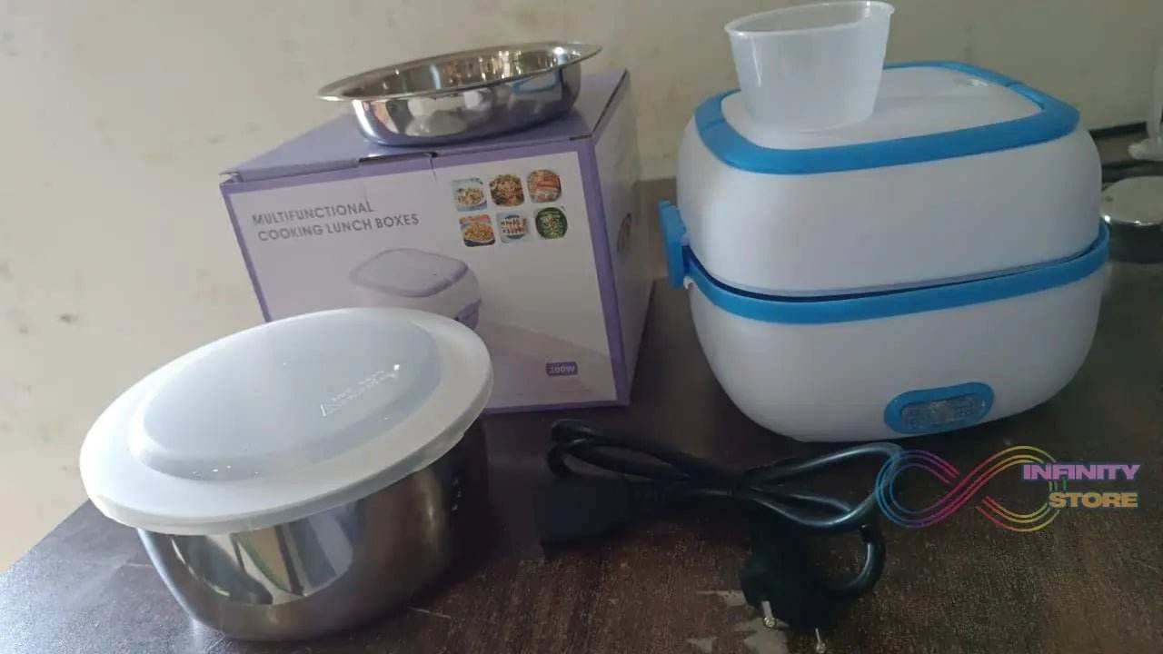 Electric Lunch Box, 3 In 1 Food Heater / Cooker / Steamer with Stainless Steel Bowls (1 Set) - infinityexculsivestore.com