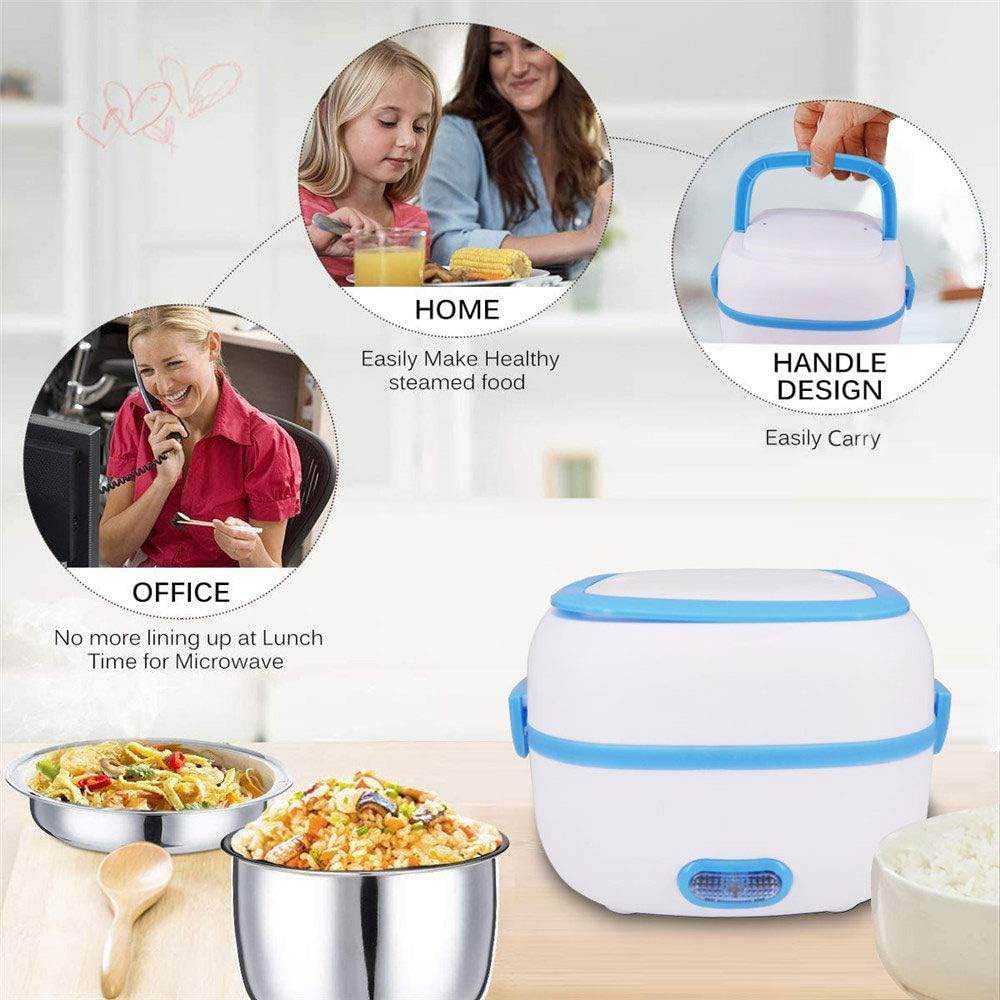 Electric Lunch Box Portable Food Warmer Food Heating Lunch Box Removable Food-Grade Stainless Steel Compartments, 220V 200W, for Car, Truck, office  - infinityexculsivestore.com
