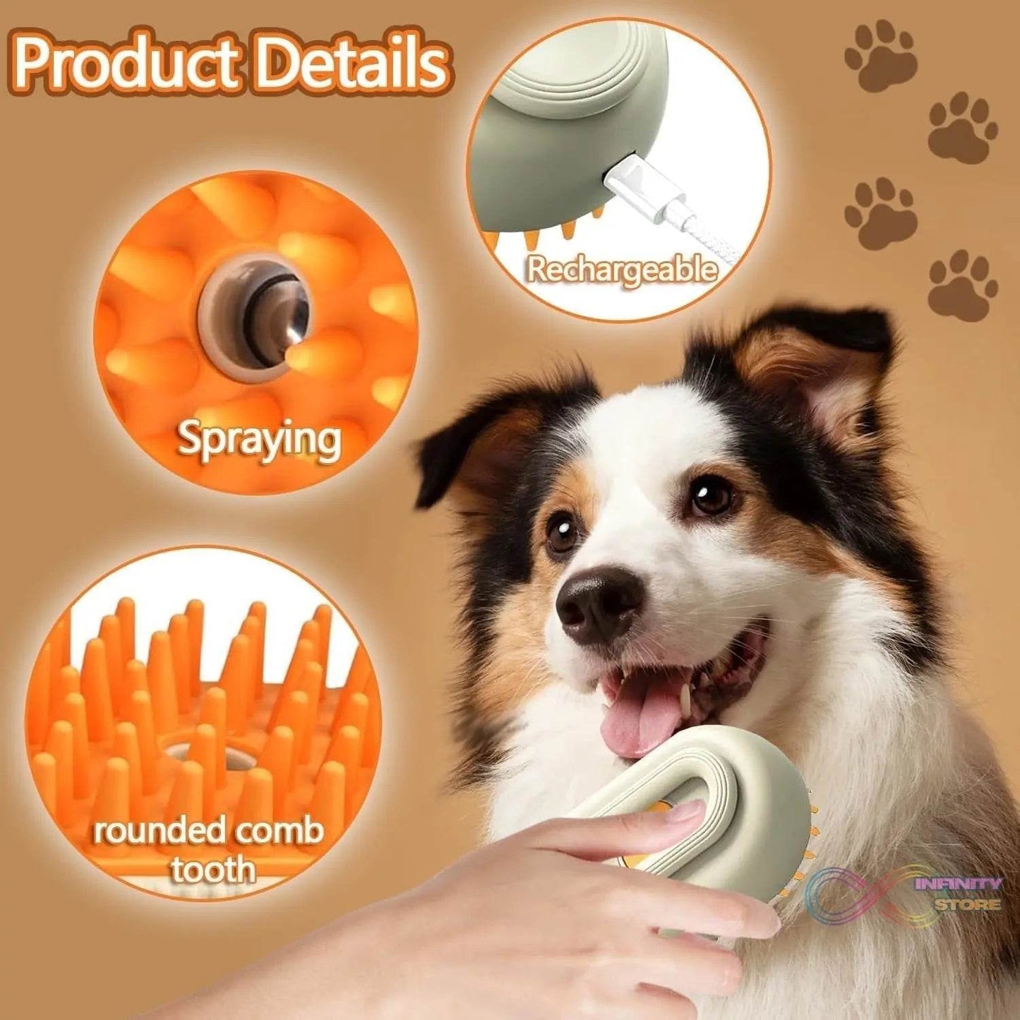 Electric Spray Handle Massage Brush, Hair Removal Brush Steam (1 Pc) - infinityexculsivestore.com