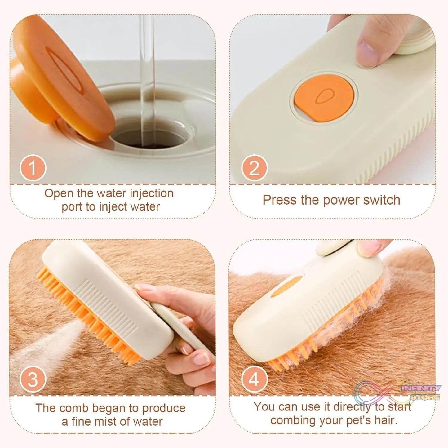 Electric Spray Handle Massage Brush, Hair Removal Brush Steam (1 Pc) - infinityexculsivestore.com