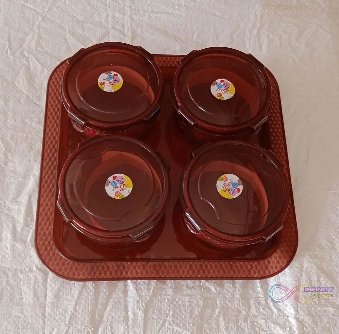 Elegance Tray, Plastic Airtight 4 Pieces Storage Container and 1 Piece Serving Tray with Lids - infinityexculsivestore.com