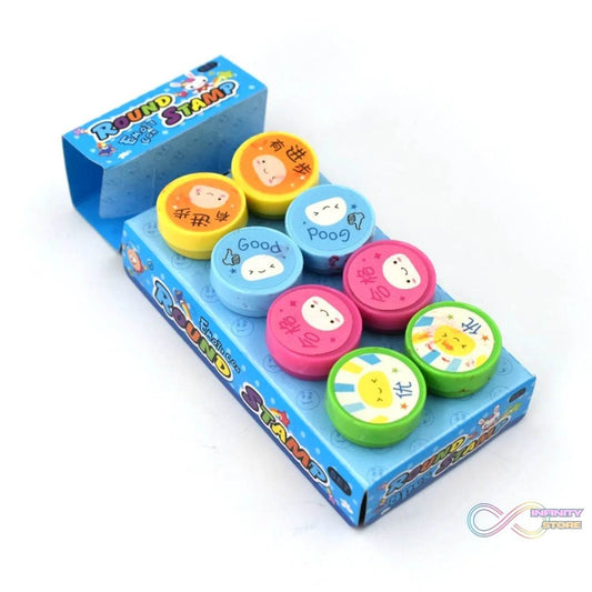 Emoticon Stamps 8 pieces in Round Shape Stamp for Kids Theme Stamps for School Craft & Prefect Gift for Teachers, Parents and Students (Multicolor) - infinityexculsivestore.com
