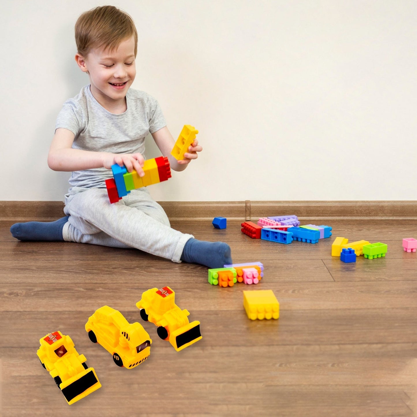 Vehicle Car Engineering Automobile Construction Car Toys Set for Children Kids Crane Excavator Road Roller Forklift Mixer Truck Transporter Truck Machine Construction Toys (6 Pcs Set) - infinityexculsivestore.com