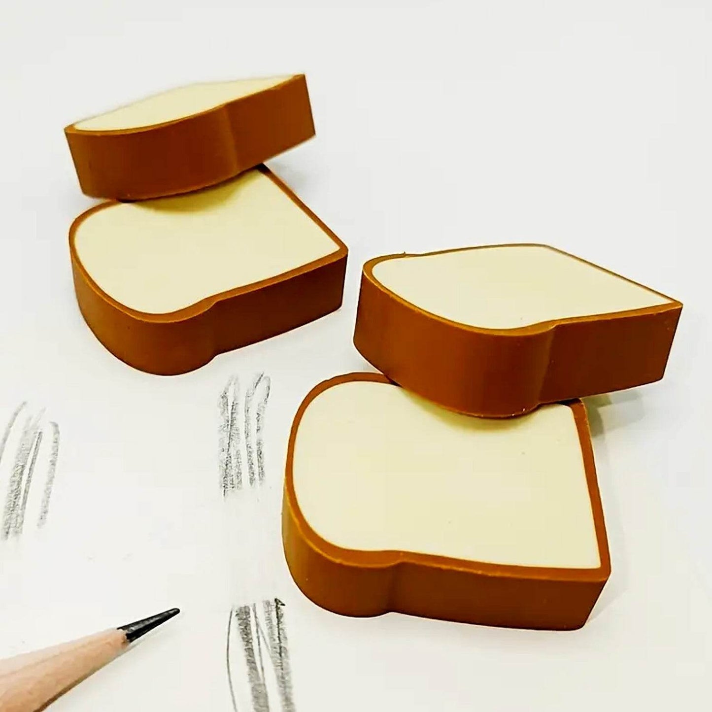 3D Toast Bread Shape Eraser for Kids, Cartoons Erasers Toast Bread Erasers Bread Shaped Eraser for Students, Gift, Cute Fun Food Erasers for School Classroom, Stationery for Boys & Girls (4 Pcs Set) - infinityexculsivestore.com