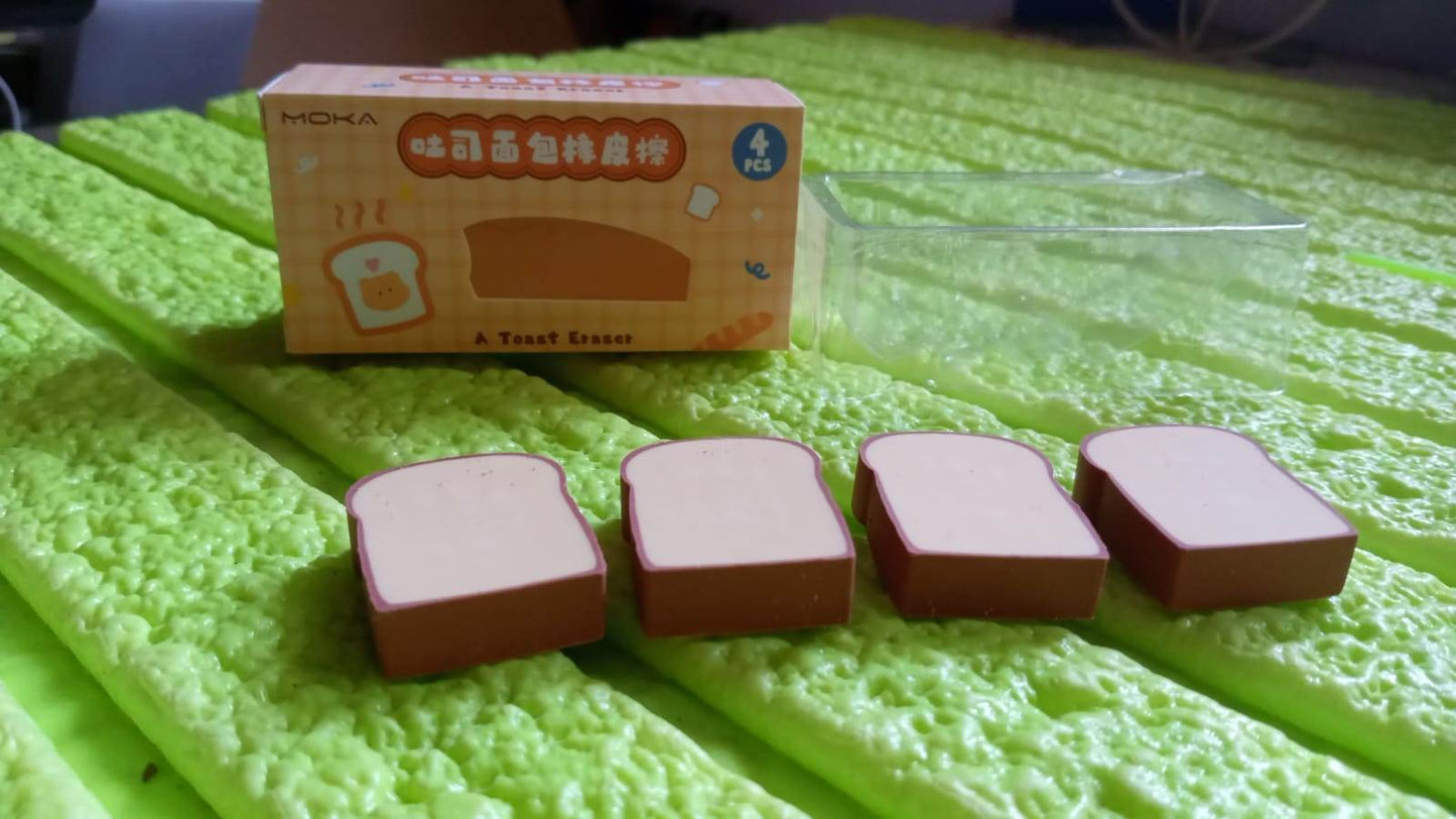 3D Toast Bread Shape Eraser for Kids, Cartoons Erasers Toast Bread Erasers Bread Shaped Eraser for Students, Gift, Cute Fun Food Erasers for School Classroom, Stationery for Boys & Girls (4 Pcs Set) - infinityexculsivestore.com