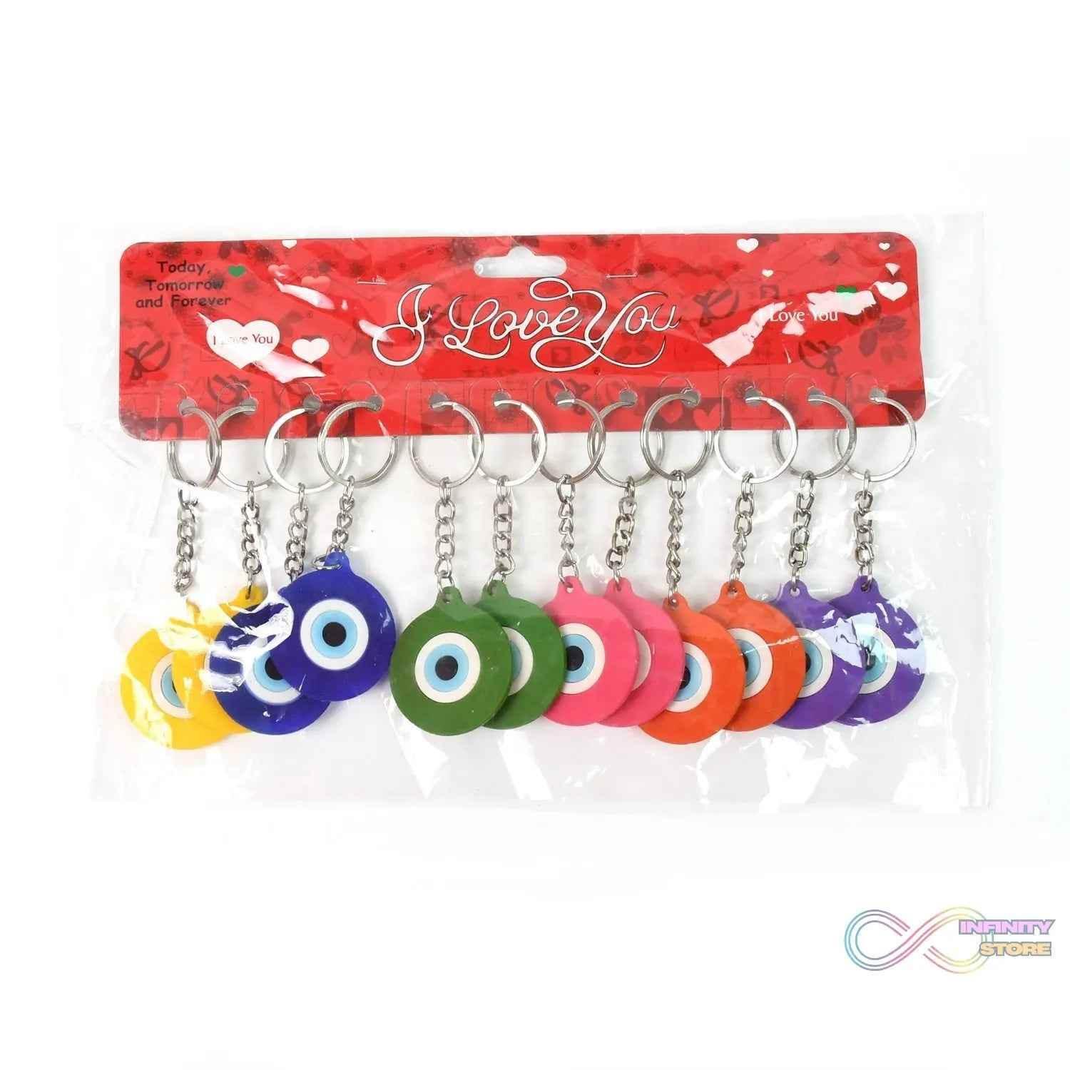 Evil Eye Rubber / Silicone Keychain (12 Pcs Set / Mix Color) - infinityexculsivestore.com