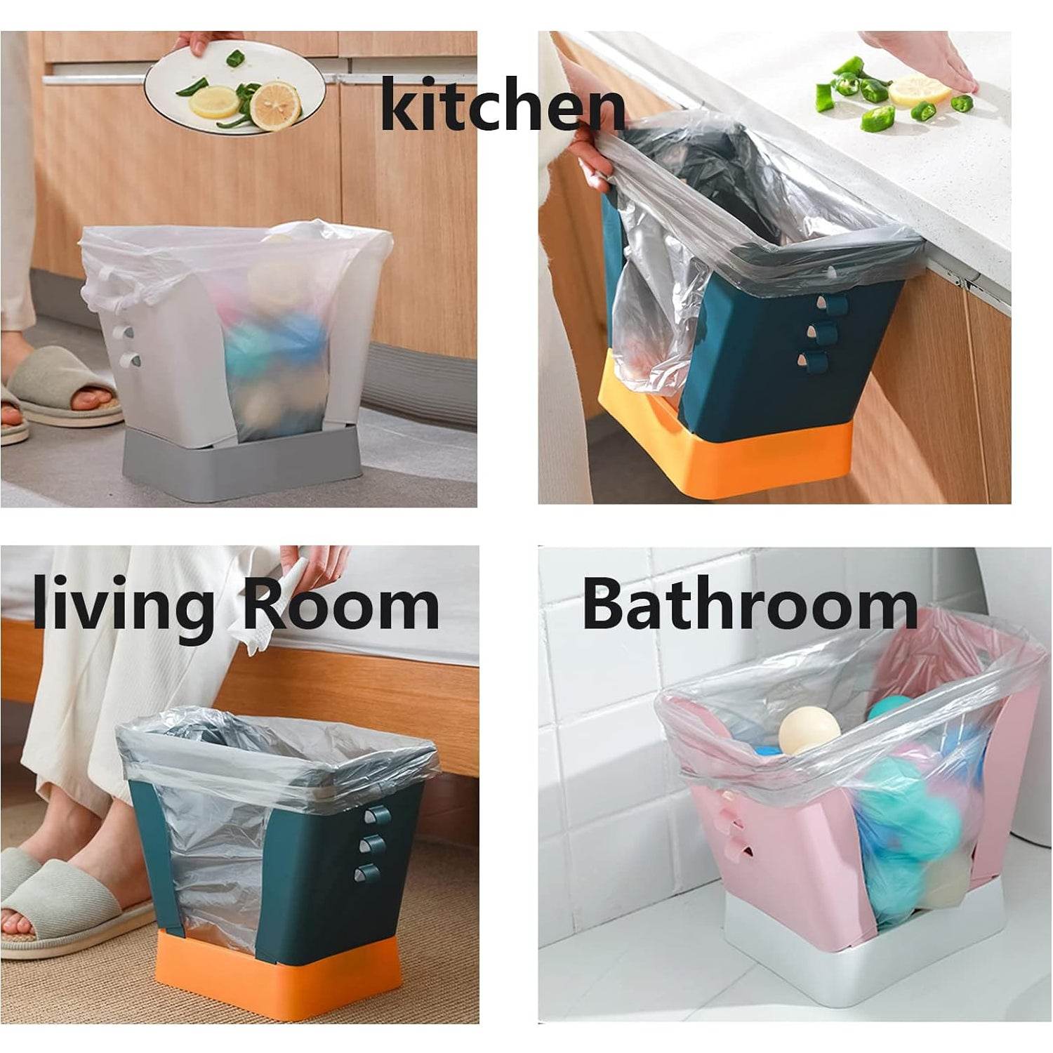 Expandable Trash Can (1 Pc): Plastic, Large Capacity, Kitchen & Bathroom - infinityexculsivestore.com