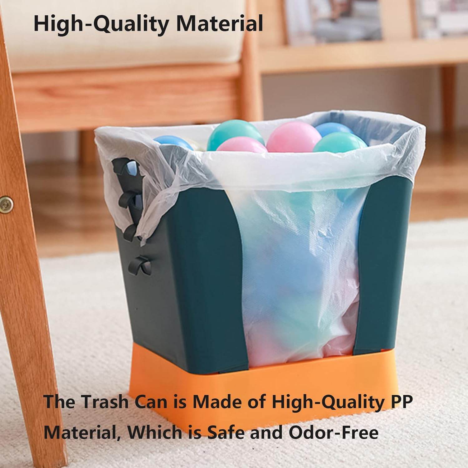 Expandable Trash Can (1 Pc): Plastic, Large Capacity, Kitchen & Bathroom - infinityexculsivestore.com