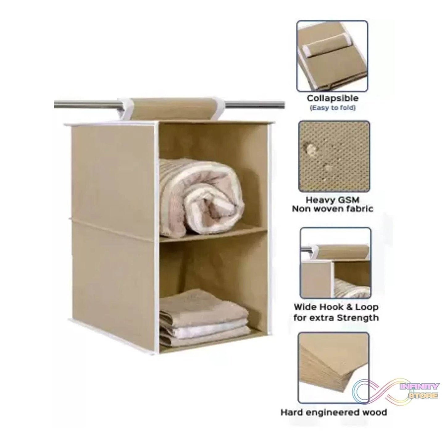 Fabric Hanging 2 - Shelf Closet Cloth Organizer - infinityexculsivestore.com
