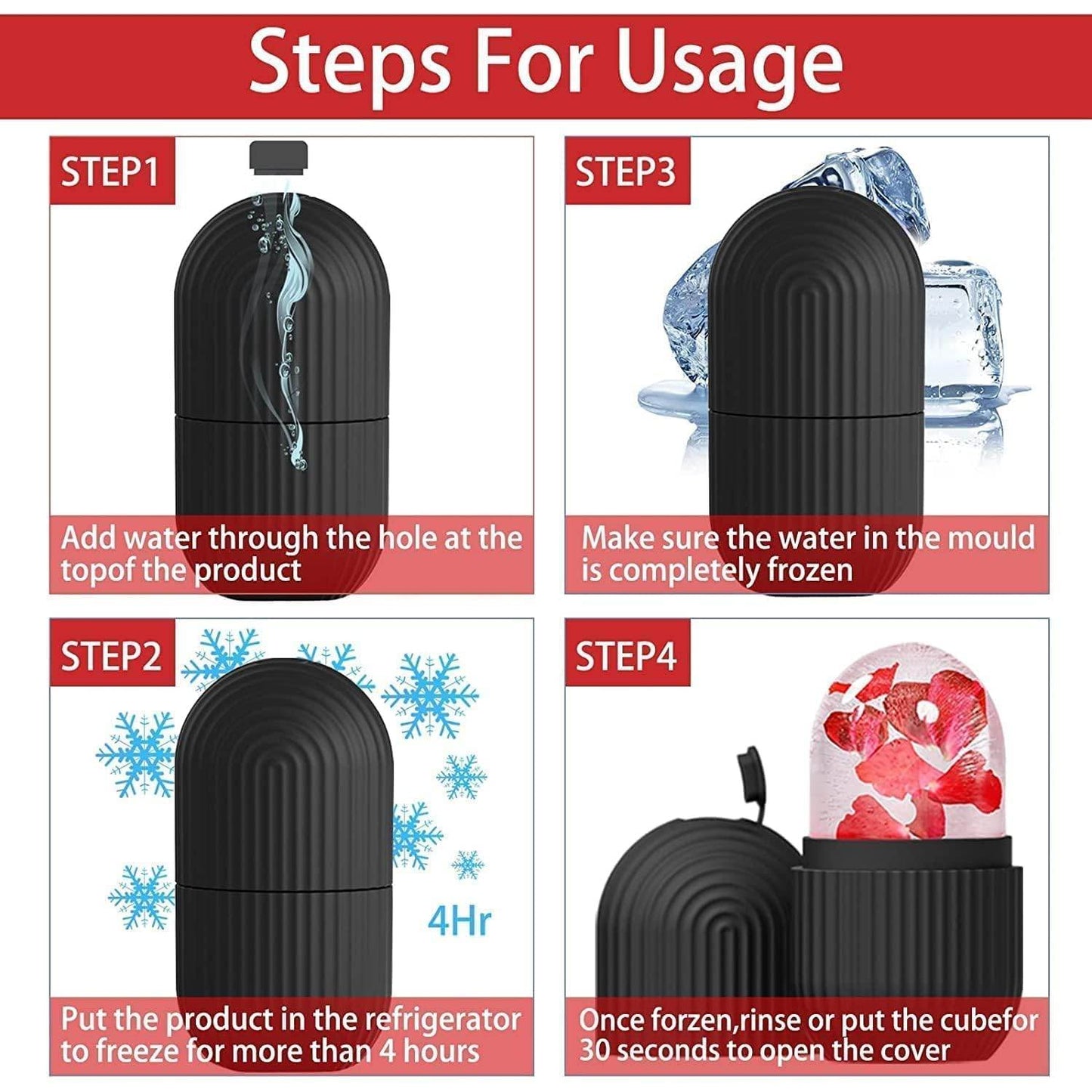 Face Ice Roller Massager for Swelling & Puffiness Reduction (Black) - infinityexculsivestore.com