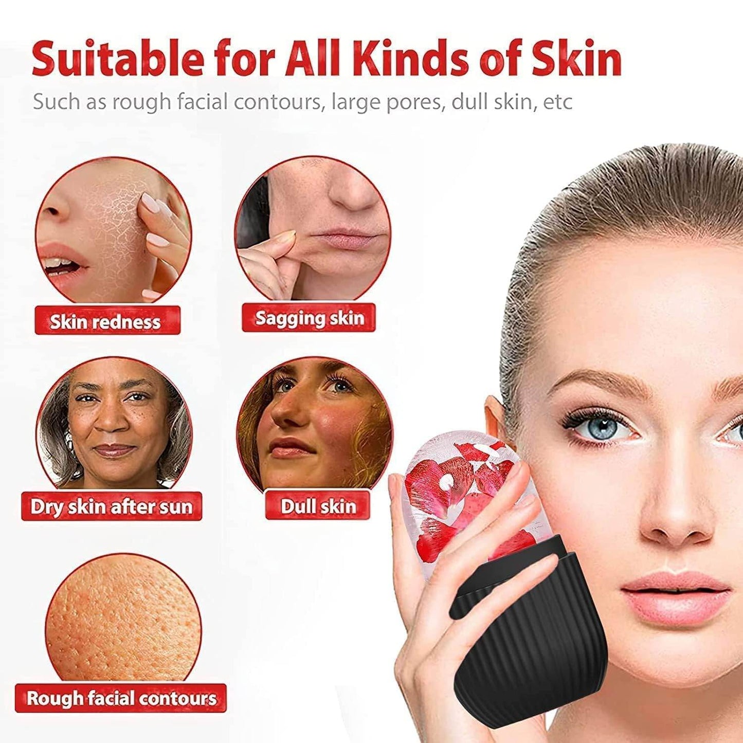 Face Ice Roller Massager for Swelling & Puffiness Reduction (Black) - infinityexculsivestore.com