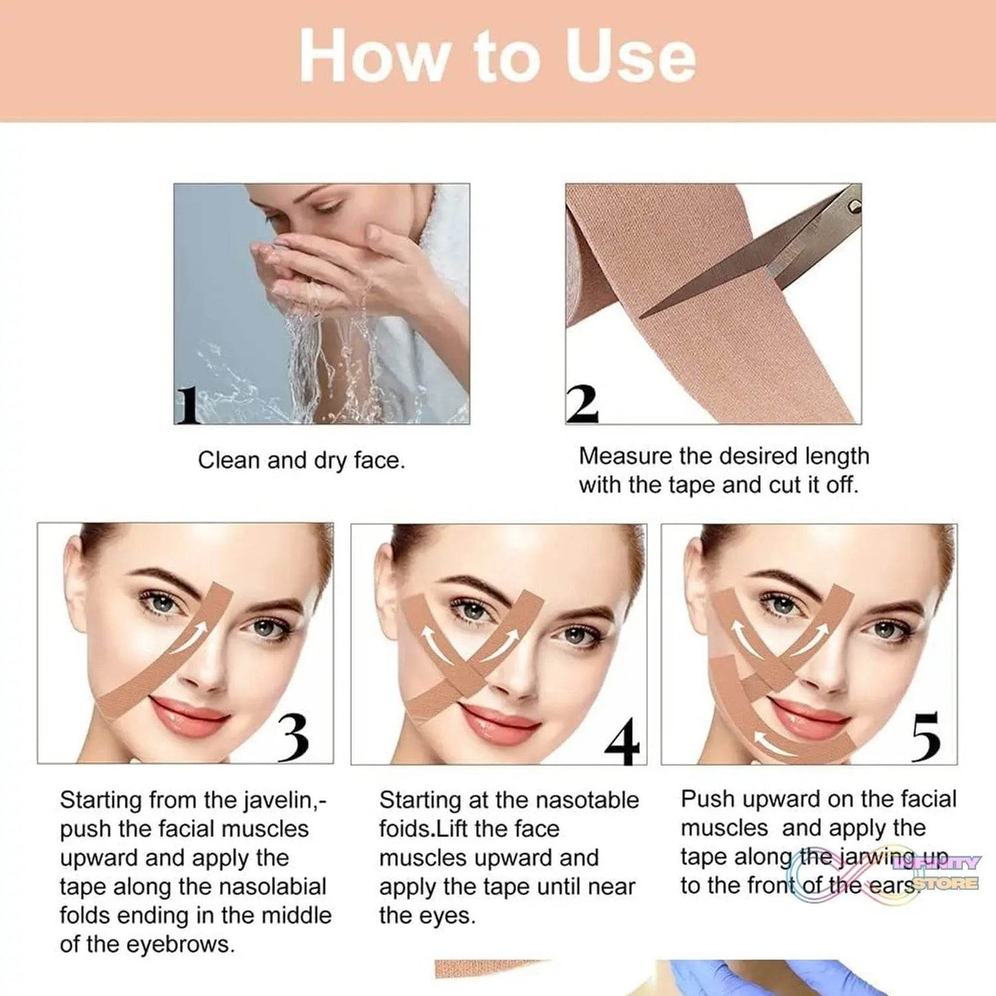 Face Lifting Tape, Myofascial Face Tightening Tape, 2.5 cm x 5 m (1 Pc) - infinityexculsivestore.com