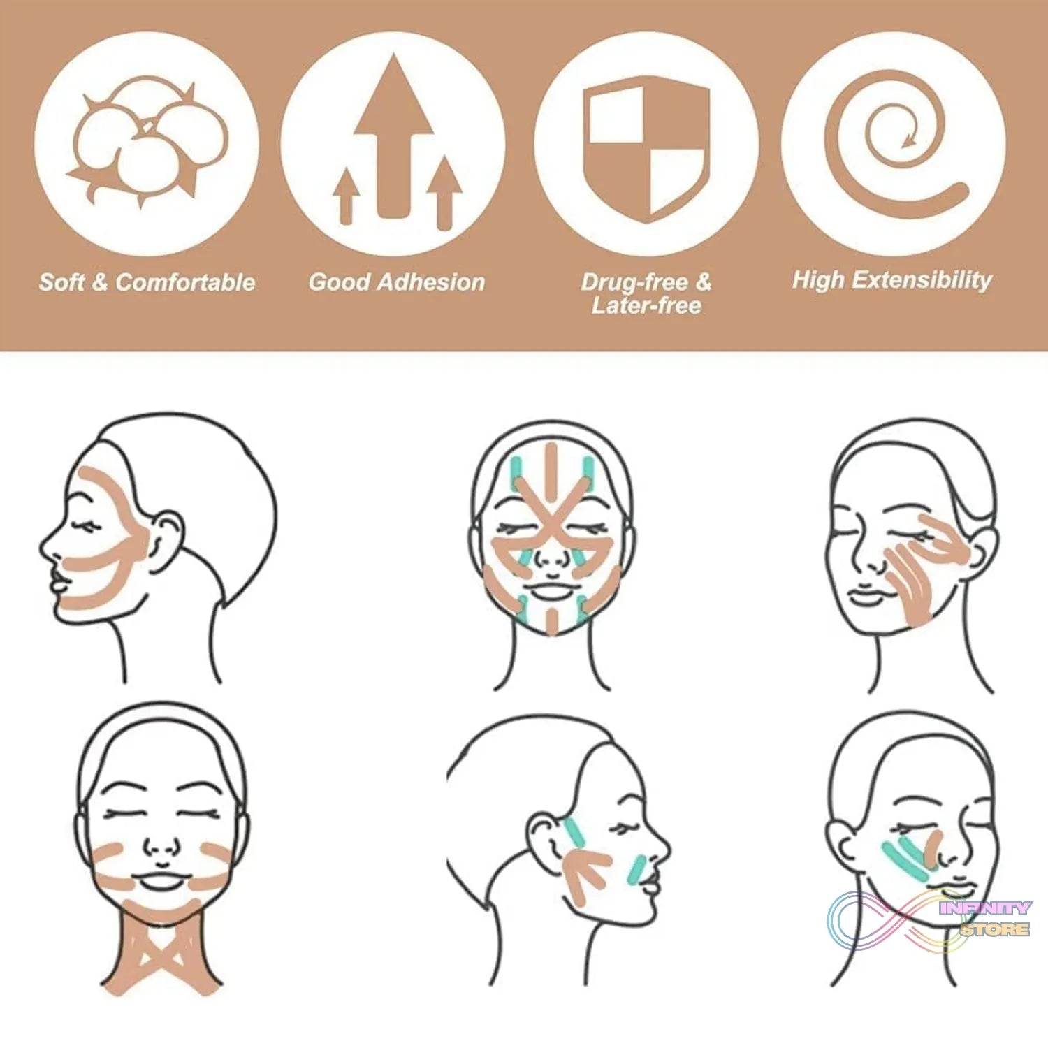 Face Lifting Tape, Myofascial Face Tightening Tape, 2.5 cm x 5 m (1 Pc) - infinityexculsivestore.com