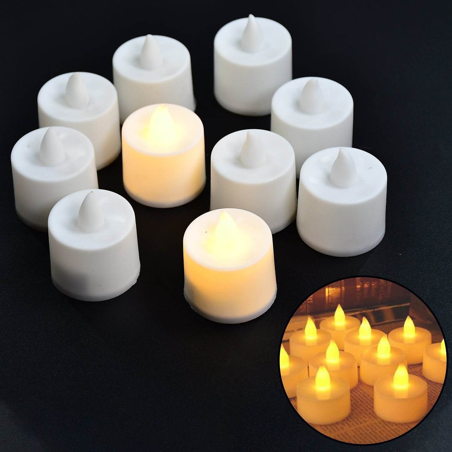 Festival Decorative - LED Yellow Tealight Candles (White, 10 Pcs) With Container - infinityexculsivestore.com