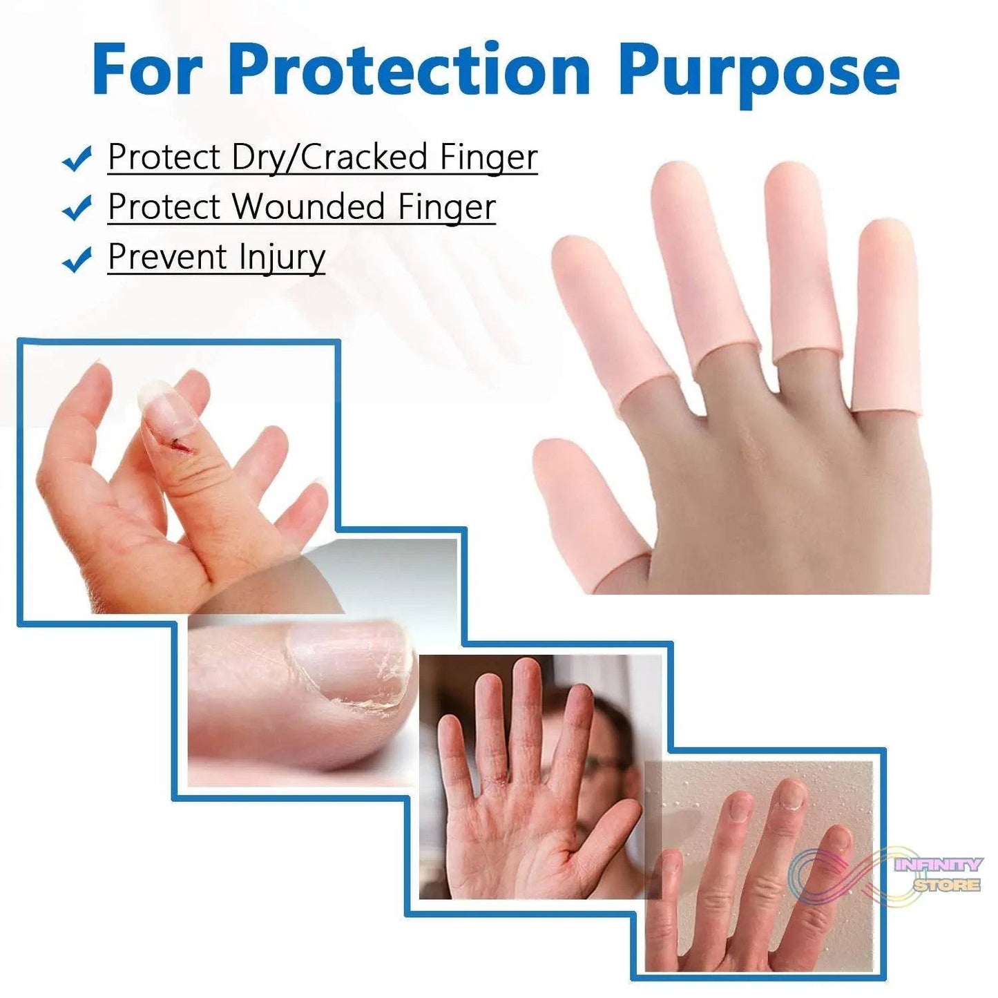 Finger Caps, Silicone Finger Protectors Sleeves (Finger Cots / 145 Pcs Set Approx) - infinityexculsivestore.com