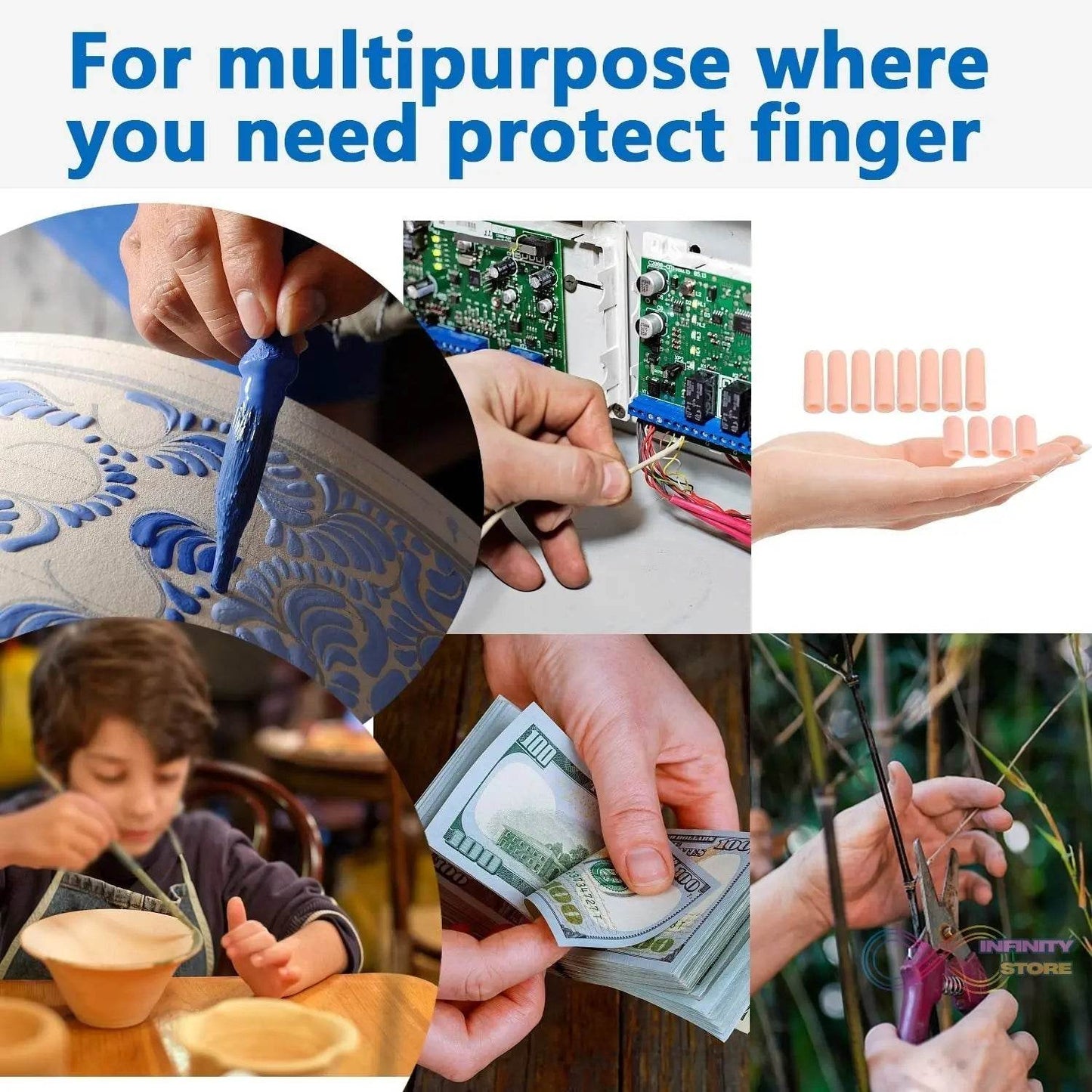 Finger Caps, Silicone Finger Protectors Sleeves (Finger Cots / 145 Pcs Set Approx) - infinityexculsivestore.com