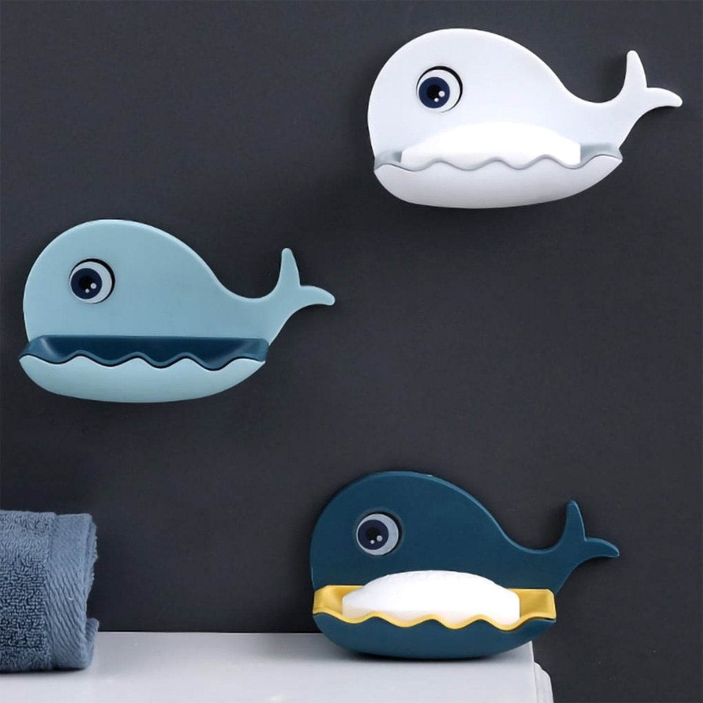 Fish Shape Soap Dish Adhesive Waterproof Wall Mounted Bar Soap Dish Holder (Pack of 2Pc) - infinityexculsivestore.com