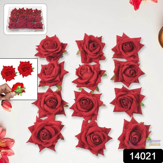 Flower Rose Hair Pin / Clip Velvet Flower Design (12 pcs Set) - infinityexculsivestore.com
