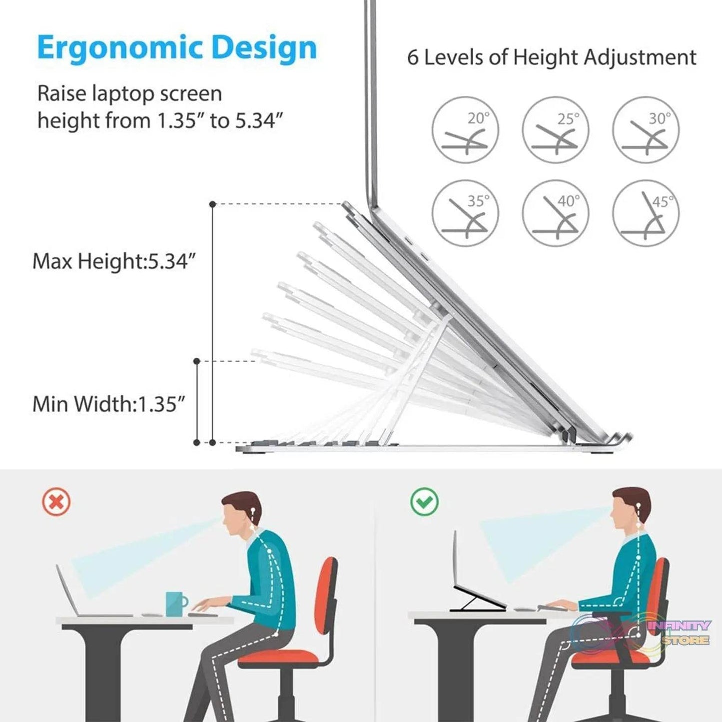 Foldable & Adjustable Portable Laptop Stand for laptops - infinityexculsivestore.com