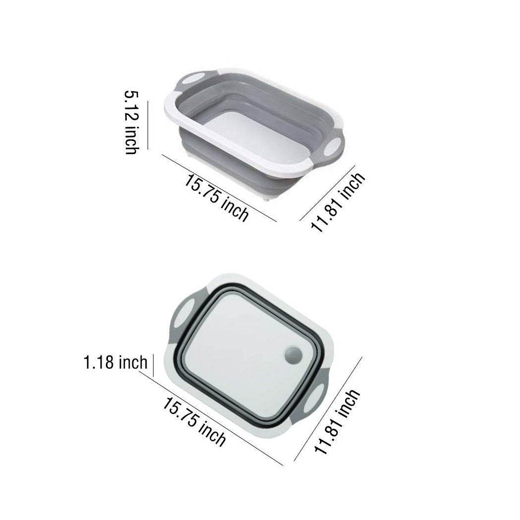 Foldable Chopping Board, Dish Rack, Washing Bowl & Draining Basket, 3in1 Multi-Function - infinityexculsivestore.com