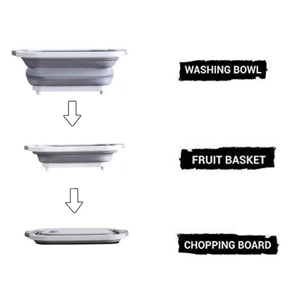 Foldable Chopping Board, Dish Rack, Washing Bowl & Draining Basket, 3in1 Multi-Function - infinityexculsivestore.com