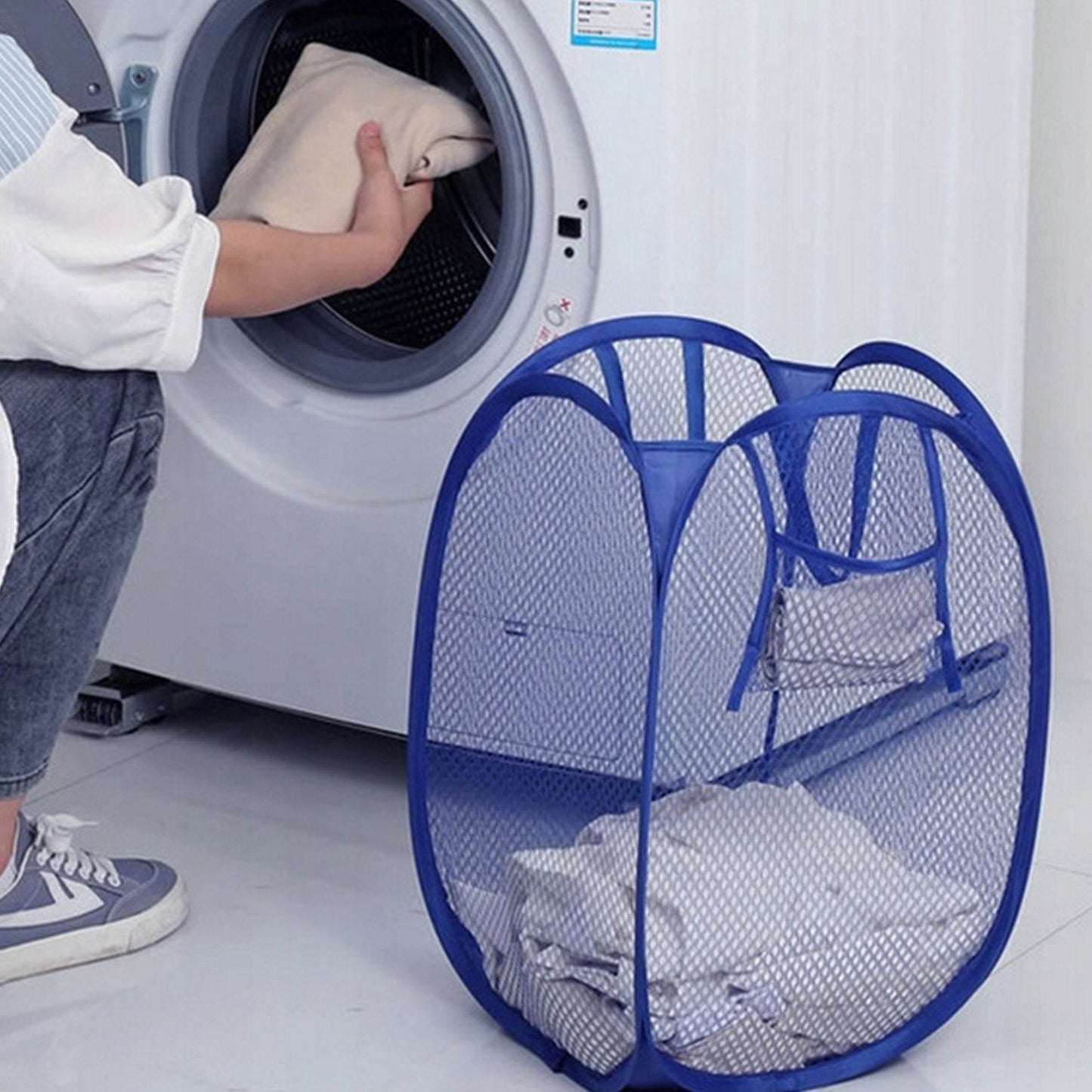 Foldable Collapsible Mesh Laundry Bag Pack Of 1 (Mix Color) - infinityexculsivestore.com