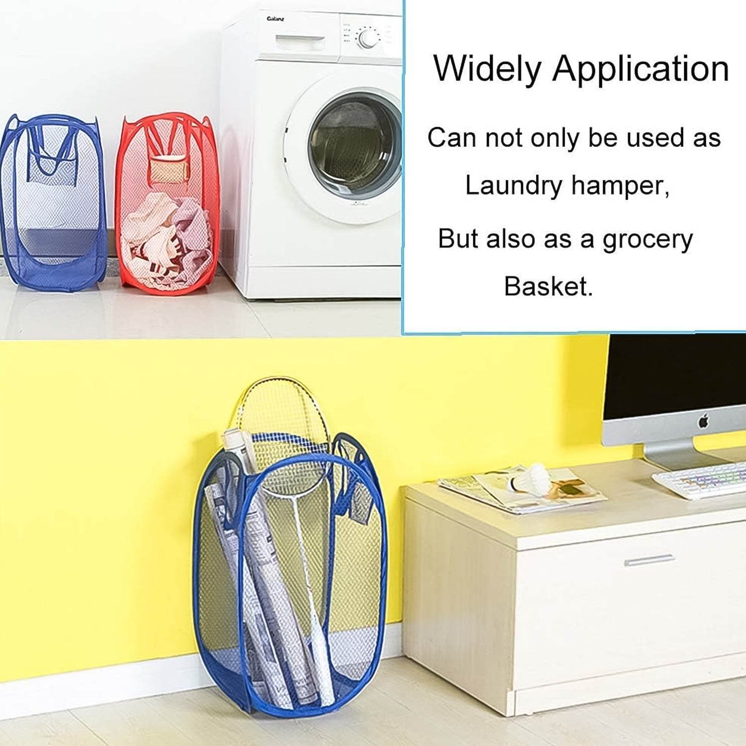 Foldable Collapsible Mesh Laundry Bag Pack Of 1 (Mix Color) - infinityexculsivestore.com