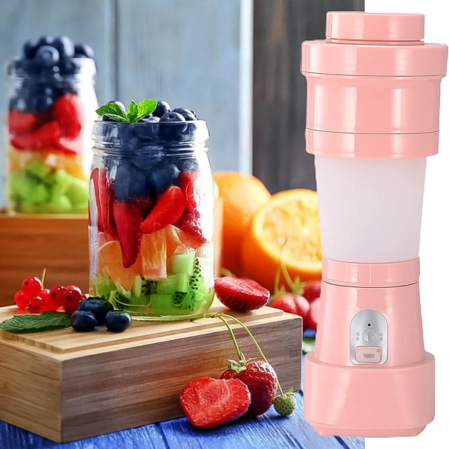 Foldable Electric Juicer, Portable Blender Stainless Steel 6 Blades (500 ML) - infinityexculsivestore.com