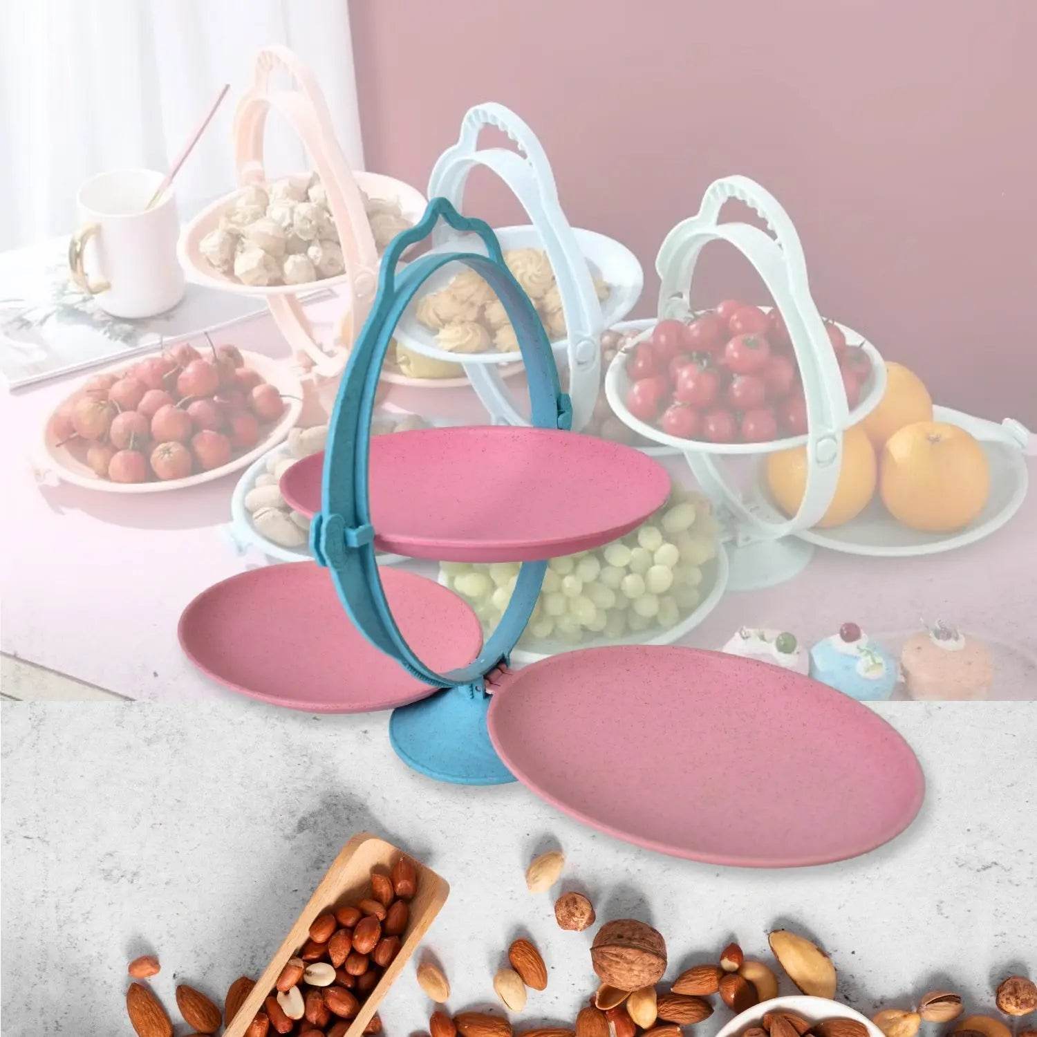 Foldable Fruit Plate Candy Dish | Multi Use Mirror Shape Dried Fruit Tray (1 Set) - infinityexculsivestore.com