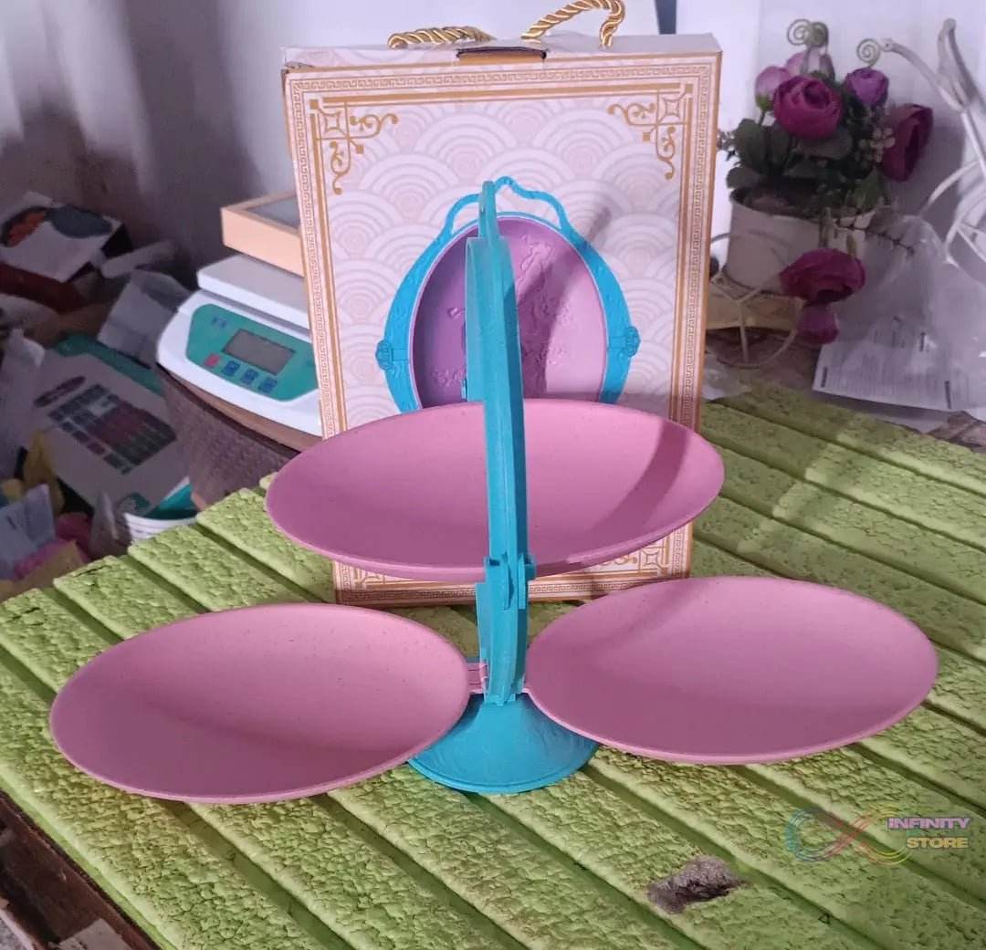 Foldable Fruit Plate Candy Dish | Multi Use Mirror Shape Dried Fruit Tray (1 Set) - infinityexculsivestore.com