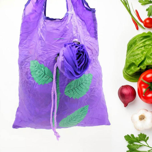 Foldable Nylon Shopping Bag (Rose Design): Reusable, Eco-Friendly (1 Pc) - infinityexculsivestore.com
