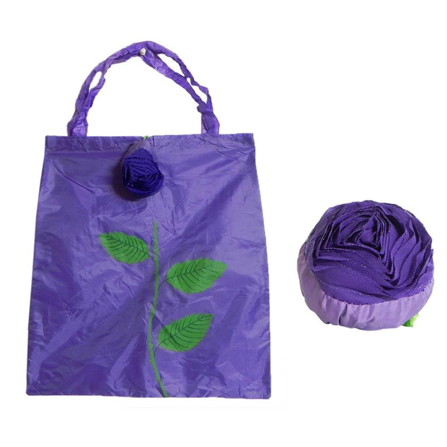 Foldable Nylon Shopping Bag (Rose Design): Reusable, Eco-Friendly (1 Pc) - infinityexculsivestore.com