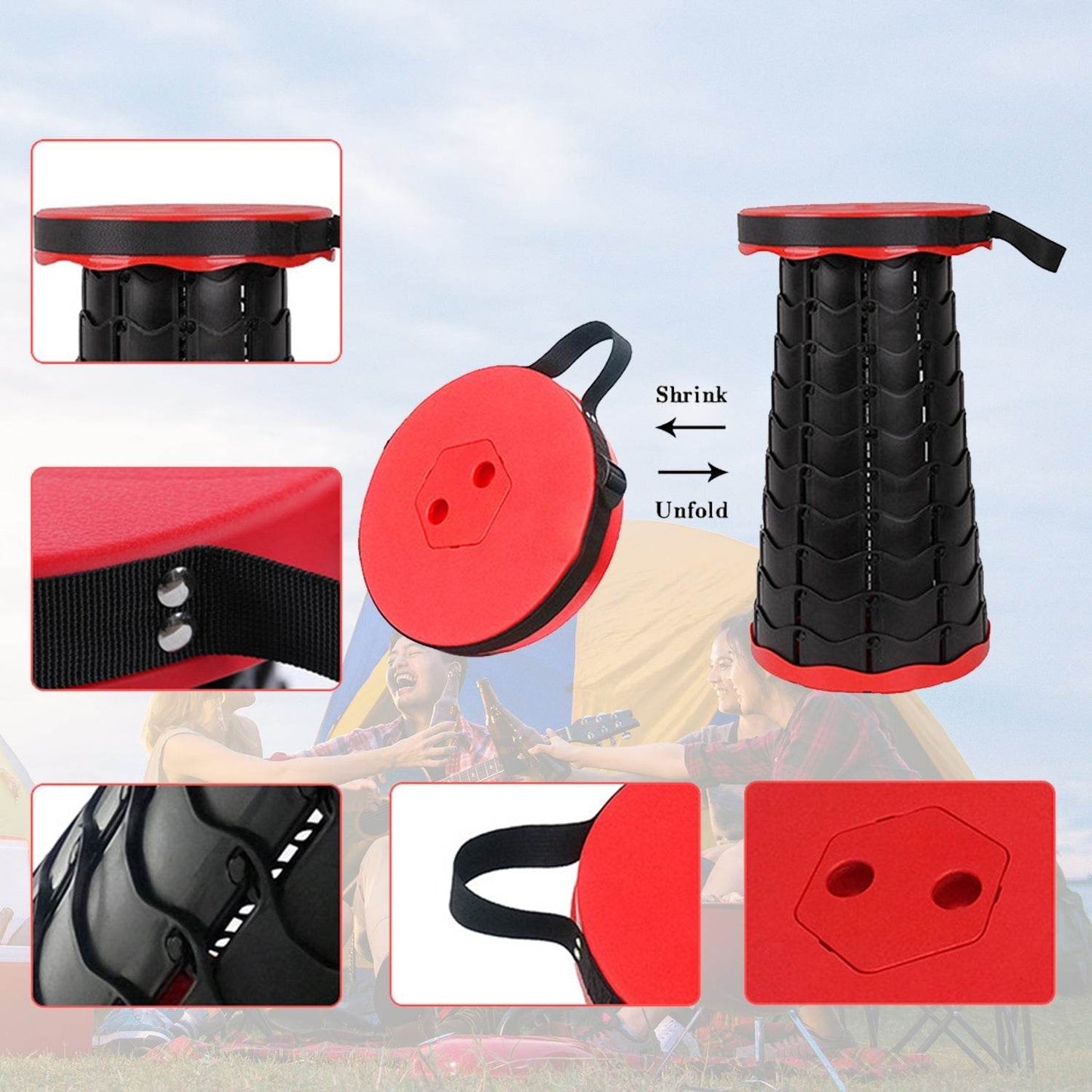 Foldable Retractable Height Adjusting Stool Space Saving Telescopic Stool for Fishing Hiking Stool for Adults and Kids. - infinityexculsivestore.com