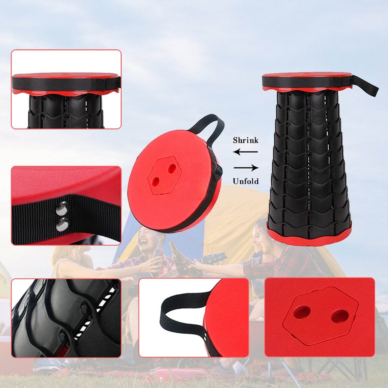 Foldable Retractable Height Adjusting Stool Space Saving Telescopic Stool for Fishing Hiking Stool for Adults and Kids. - infinityexculsivestore.com