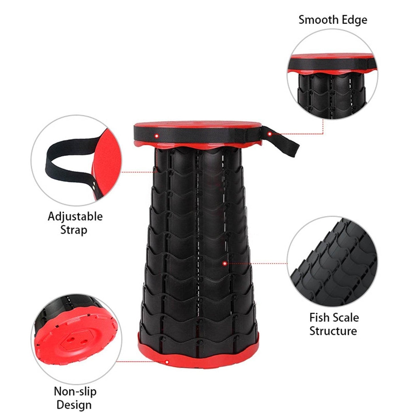 Foldable Retractable Height Adjusting Stool Space Saving Telescopic Stool for Fishing Hiking Stool for Adults and Kids. - infinityexculsivestore.com