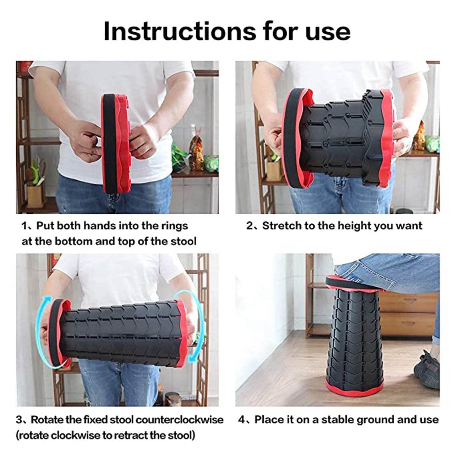 Foldable Retractable Height Adjusting Stool Space Saving Telescopic Stool for Fishing Hiking Stool for Adults and Kids. - infinityexculsivestore.com