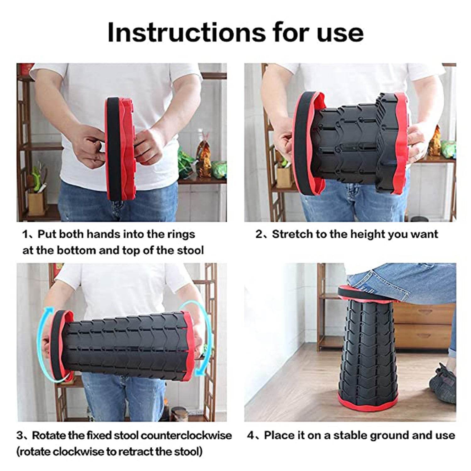 Foldable Retractable Height Adjusting Stool Space Saving Telescopic Stool for Fishing Hiking Stool for Adults and Kids. - infinityexculsivestore.com