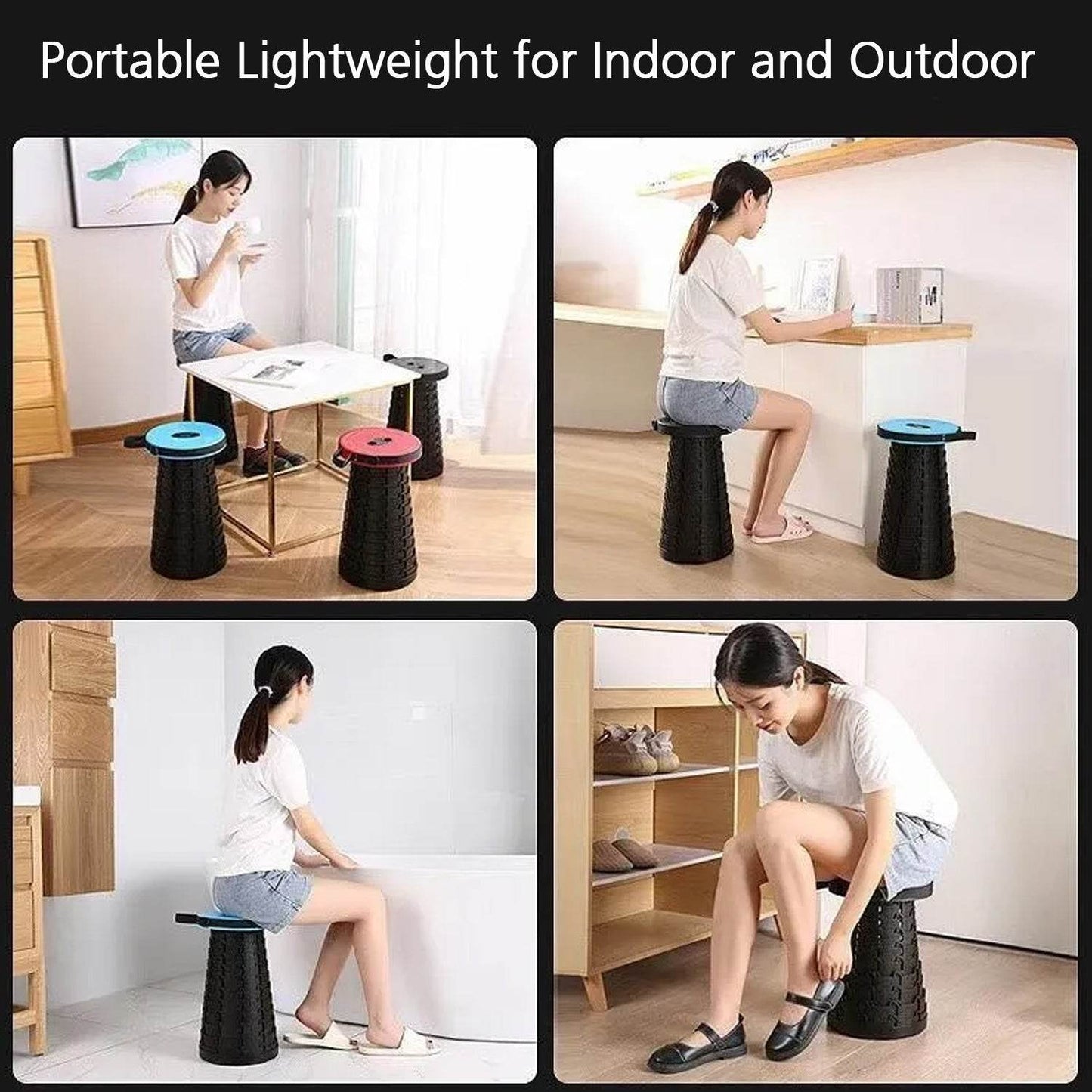 Foldable Retractable Height Adjusting Stool Space Saving Telescopic Stool for Fishing Hiking Stool for Adults and Kids. - infinityexculsivestore.com