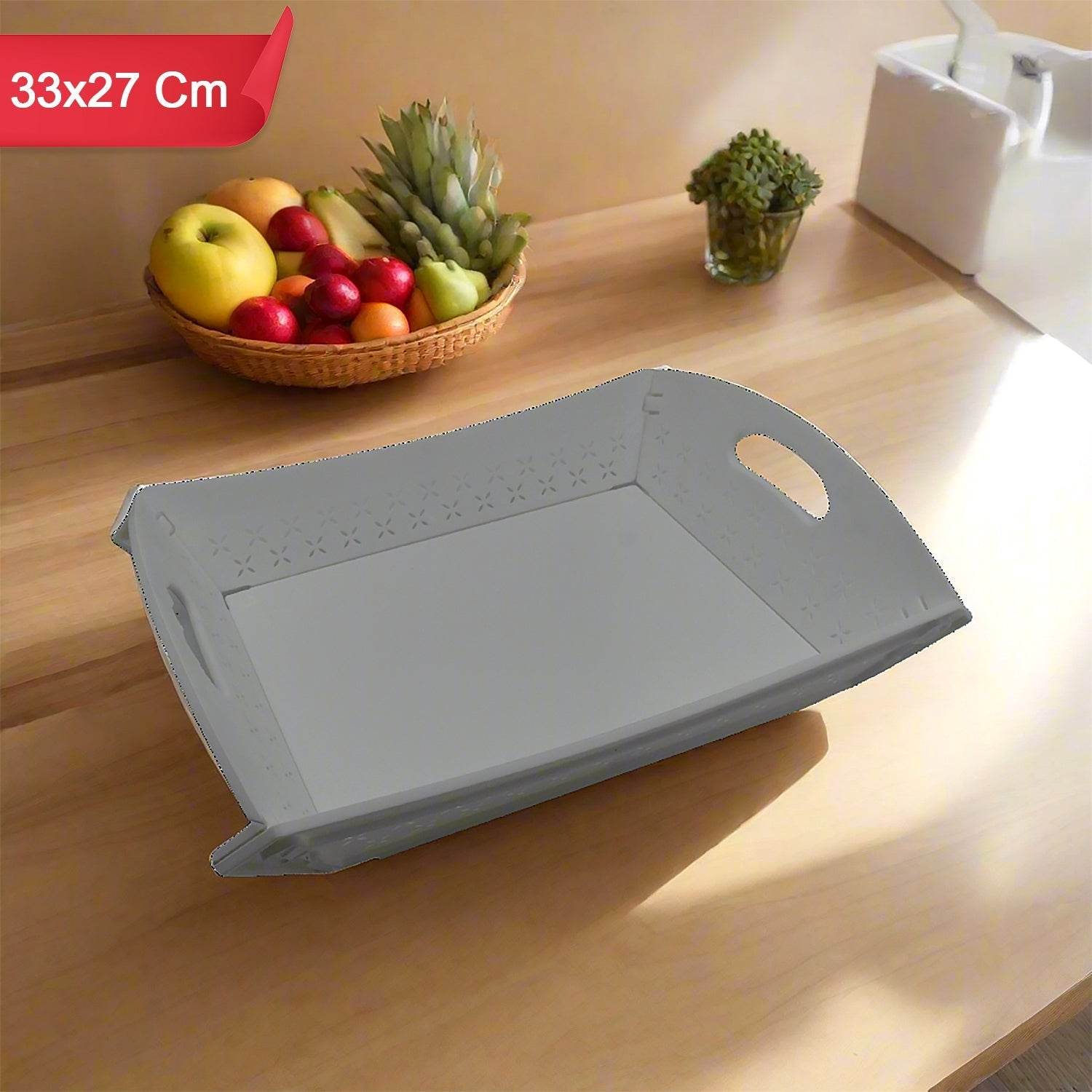 Foldable Serving Tray Plastic Serving Tray With Handle Serving Tray For Food, Kitchen, Outdoors, Restaurants (1 Pc) - infinityexculsivestore.com