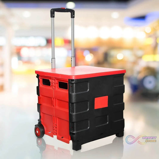 Foldable Shopping Grocery Trolley / Cart Travel Portable Food Basket (1 Pc) - infinityexculsivestore.com