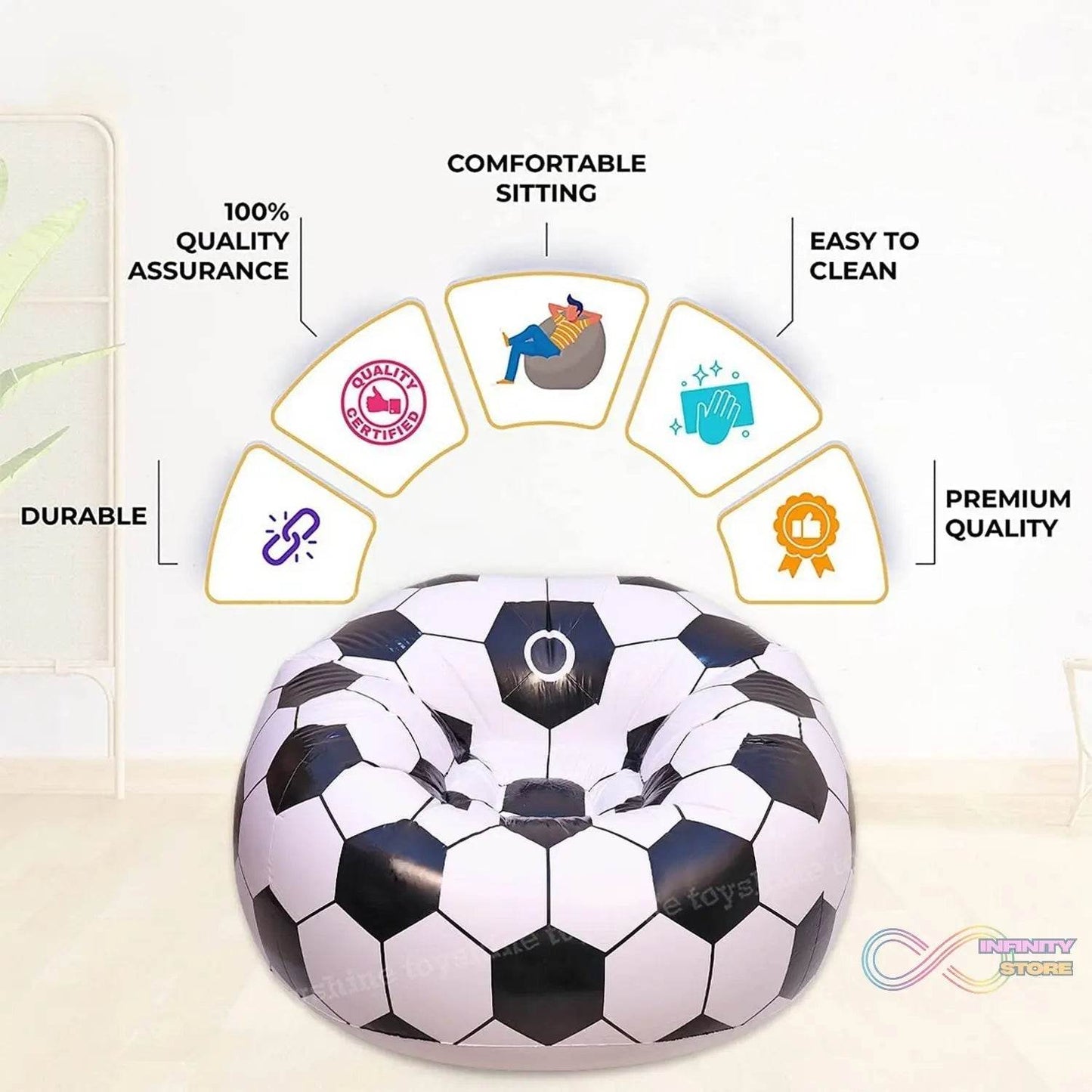 Foldable Sofa, Cartoon Style Inflatable Folding Chair, Ball Chair, Inflatable Sofa for Adults, Kids size (110cm x 80cm) - infinityexculsivestore.com