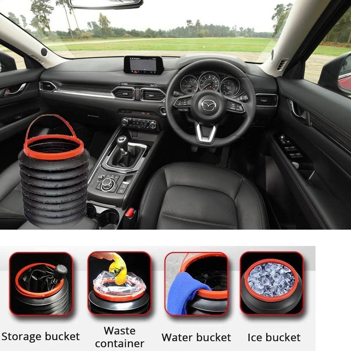 Foldable Storage Bucket , Water Container & Dustbin Multiuse Bucket For Home , Car & Kitchen Use Bucket - infinityexculsivestore.com