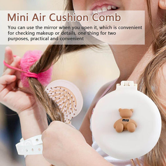 Foldable Travel Mirror Hair Brushes, 1pc Round Portable Folding Pocket Hair Brush, Mini Hair Comb Compact Travel Size, Hair Massage Comb, For Men Women And Girls - infinityexculsivestore.com