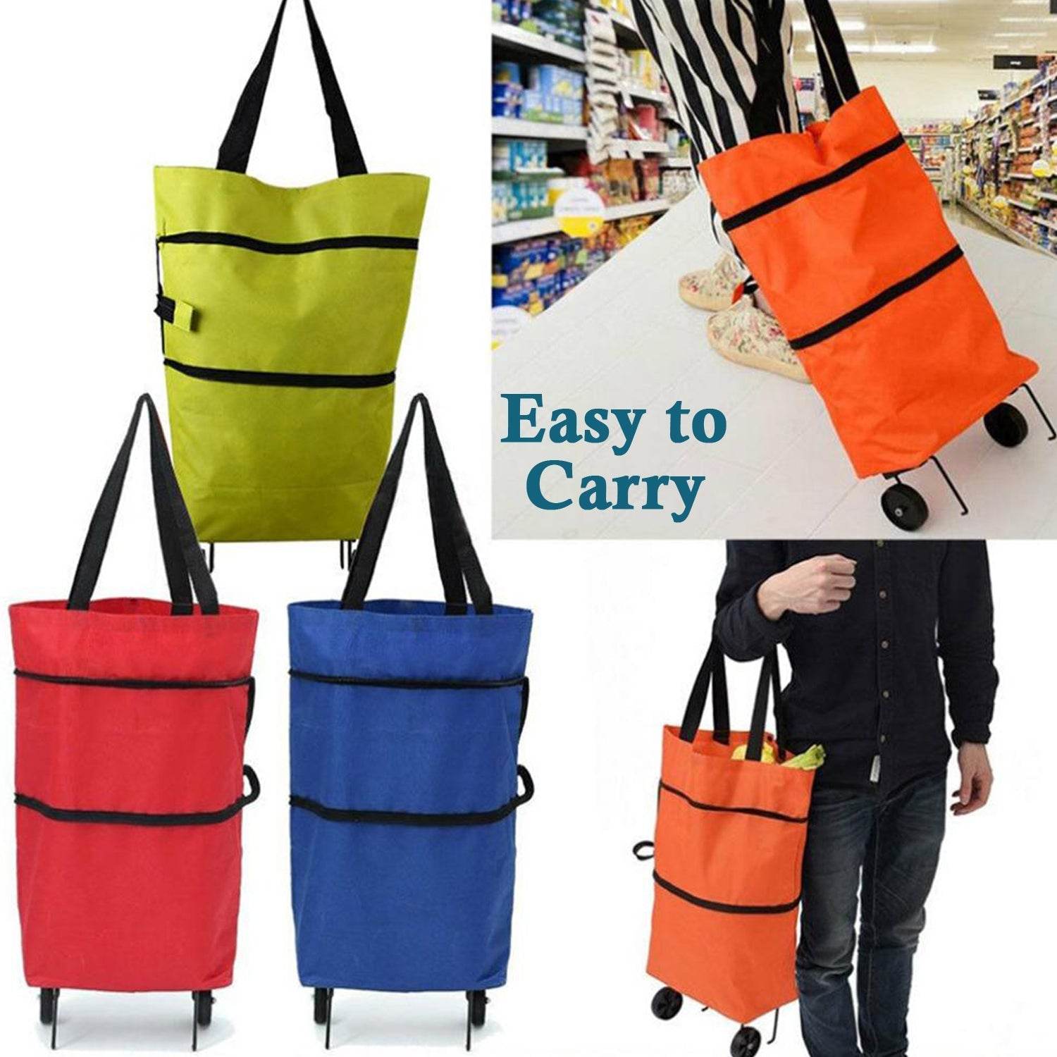 Folding Cart Bags Trolley Shopping Bag For Travel Luggage - infinityexculsivestore.com
