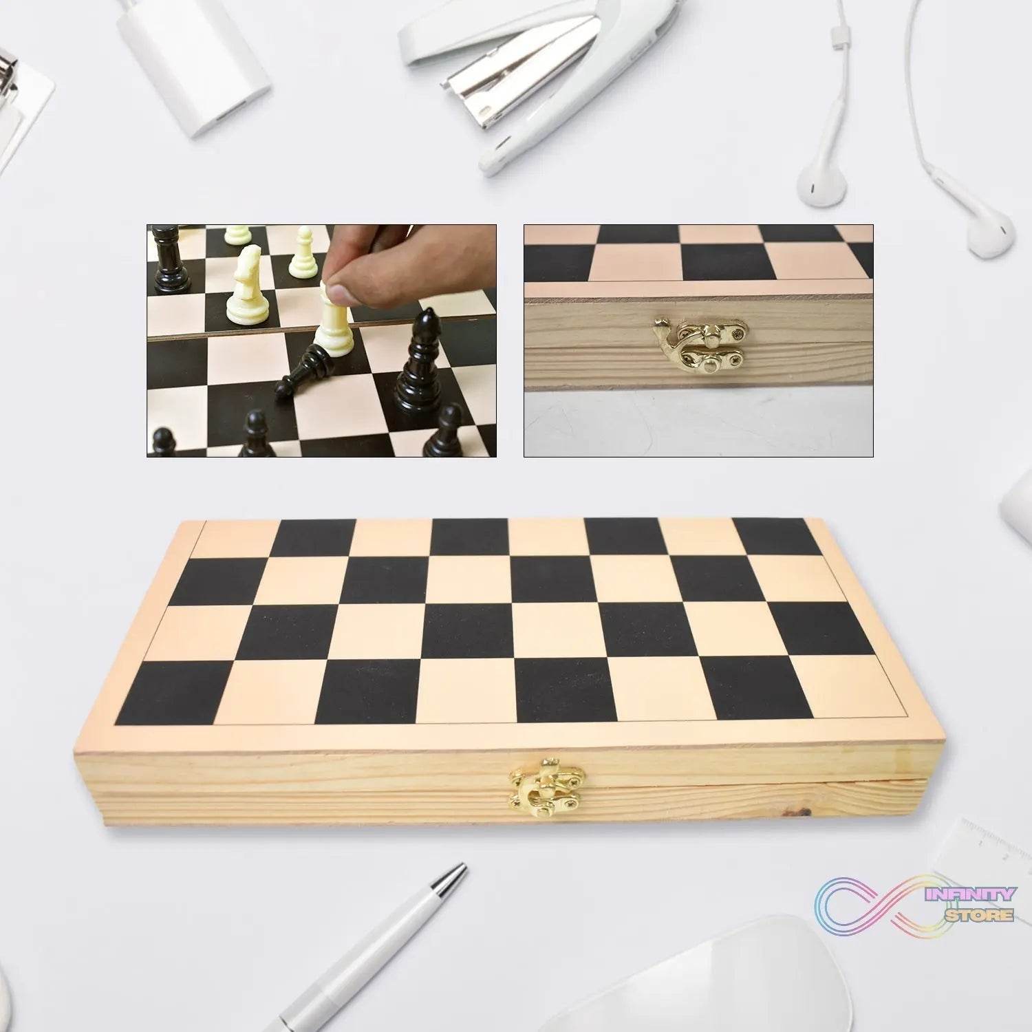 Folding Wooden Chess Board Set (30 × 30 Cm / 1 Set) - infinityexculsivestore.com