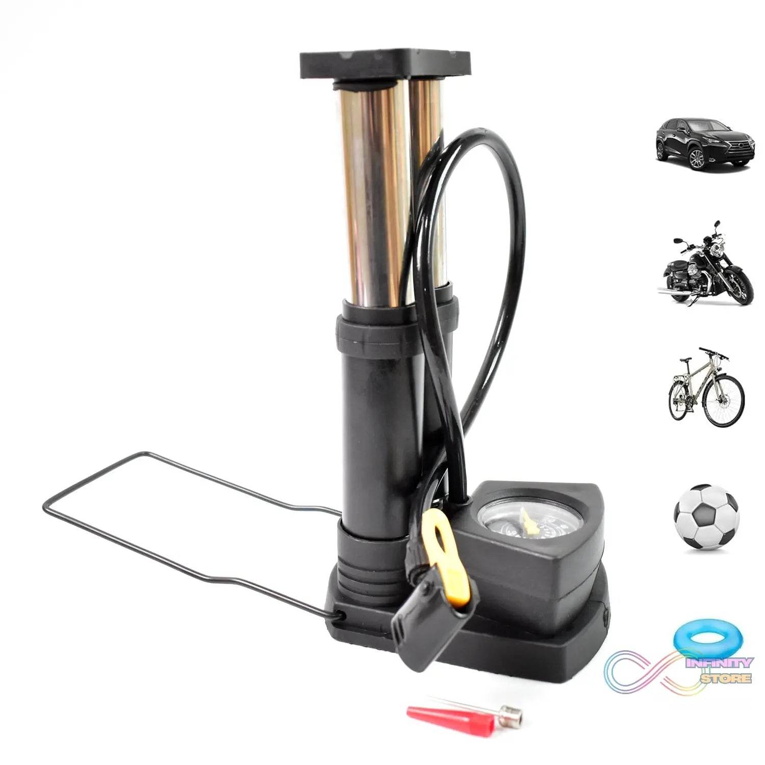 Foot & Portable & High Pressure Double-Cylinder Air Pump (1 Pc) - infinityexculsivestore.com