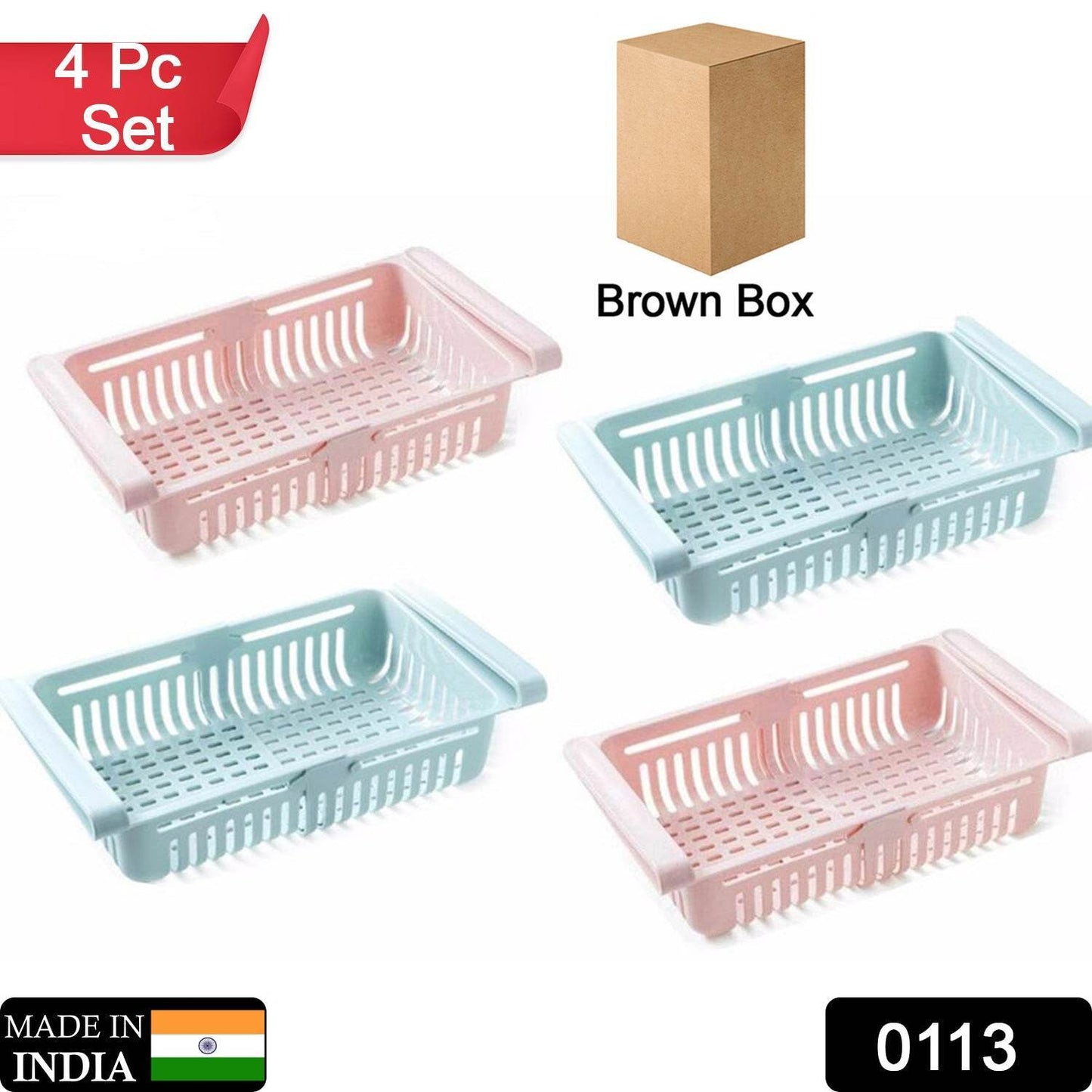 Fridge Organizer Drawer - Adjustable Fridge Storage Basket ( 4pc Set ) - infinityexculsivestore.com