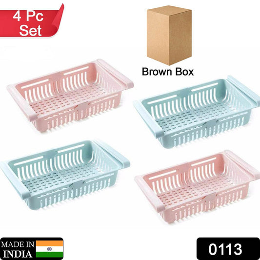 Fridge Organizer Drawer - Adjustable Fridge Storage Basket ( 4pc Set ) - infinityexculsivestore.com